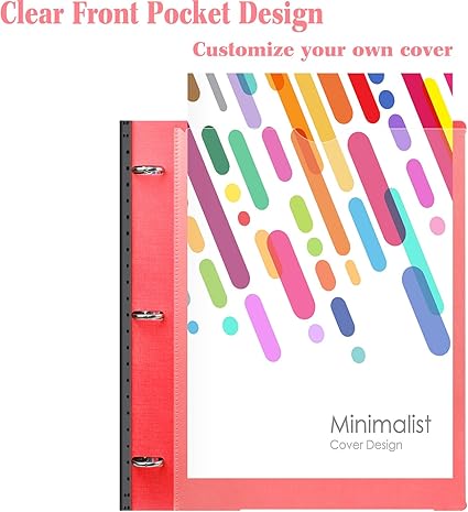 INFUN Telescoping 3 Ring Binder - 4PCS, Flexible Round Binder with Customizable Front Cover and Clear Catalog Pocket, Holds 8.5x11 inch Paper