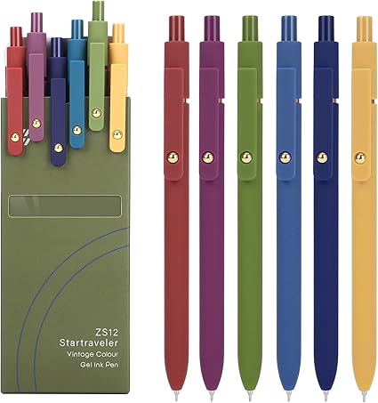 FIOVER Gel Pens, 6pcs 0.7mm Fine Point Black Ink, Smooth Writing Pens for Journaling, Nurse Aesthetic Cute Office School Supplies, Gifts for Women and Men (6Pcs Morandi-Black Ink)